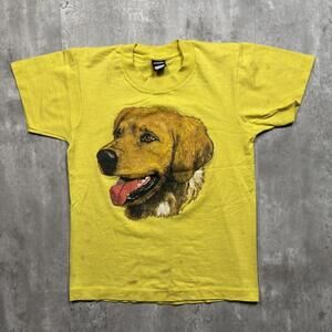 Vintage 80’s Yellow Cropped Golden Retriever Tee